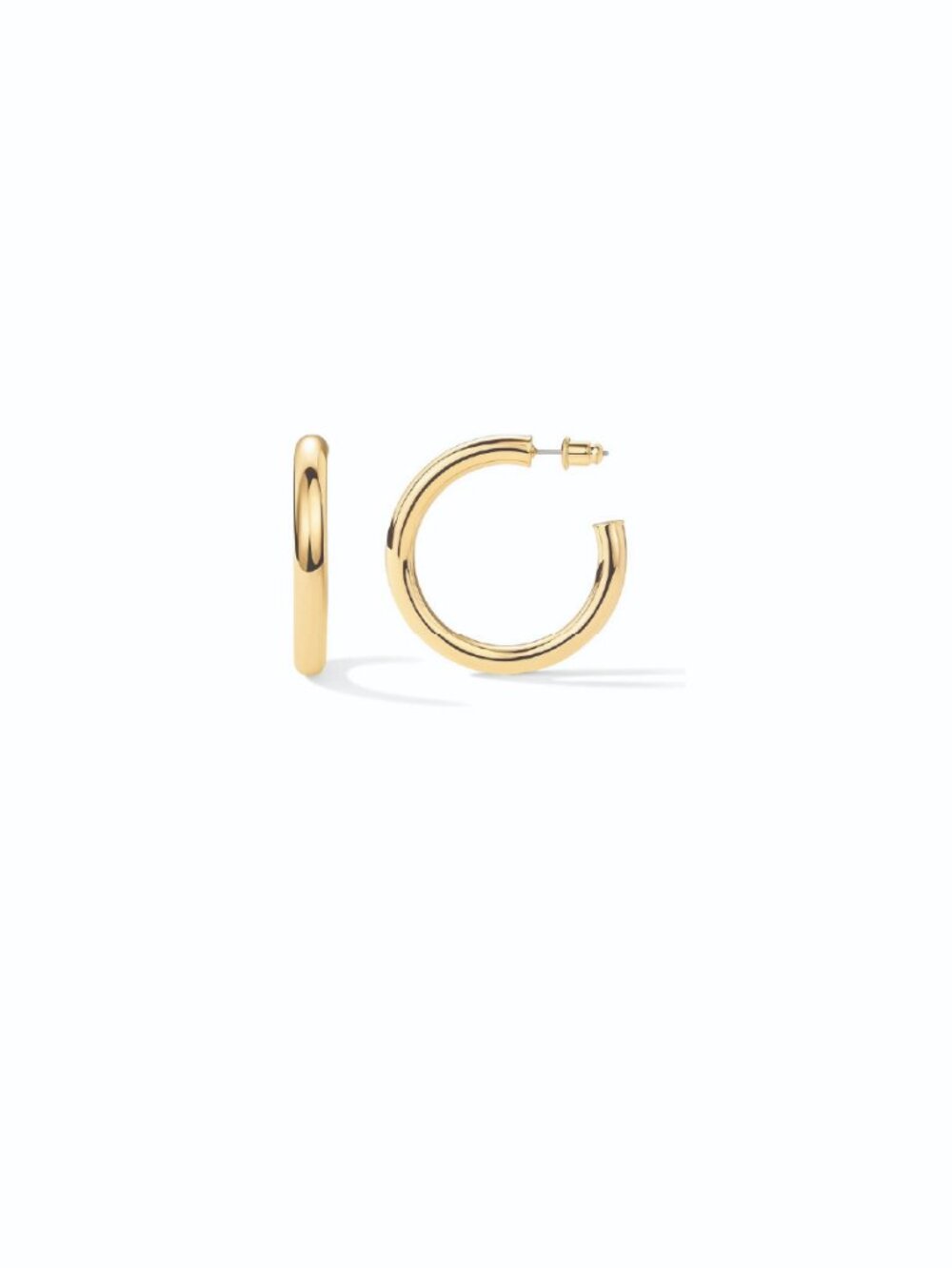 PAVOI 14K Gold Plated Lightweight Chunky Open Hoops 40mm diameter, 4.5mm thick